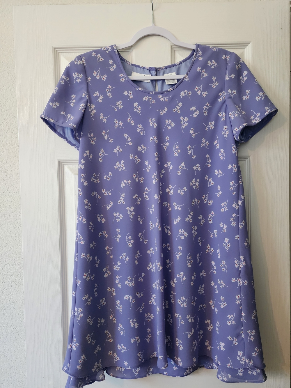Liz Claiborne Petite Dresses Lilac Floral Short-Sleeve A-Line Dress